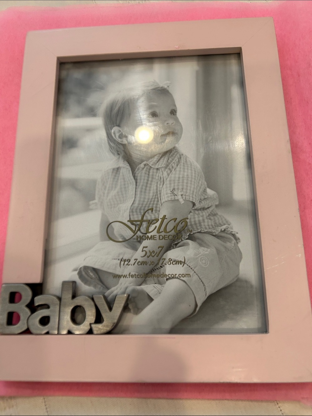 Like New Pink Baby Photo Frame with 'Baby' Lettering Accent